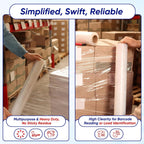 Stretch Wrap, Industrial Strength 4 Roll Clear, 18” x 1500 feet, 80 Gauge (20 Micron), Heavy Duty Plastic Shrink Film