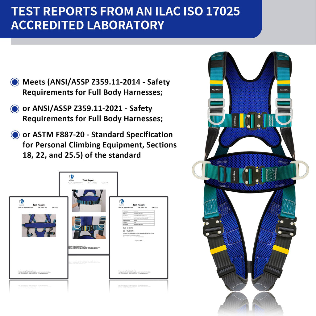 Full Body Fall Protection Safety Harness with 5-Point Adjustment