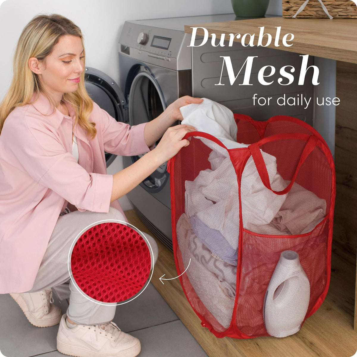 Mesh Pop-Up Laundry Hamper, Collapsible Basket 2-Pack