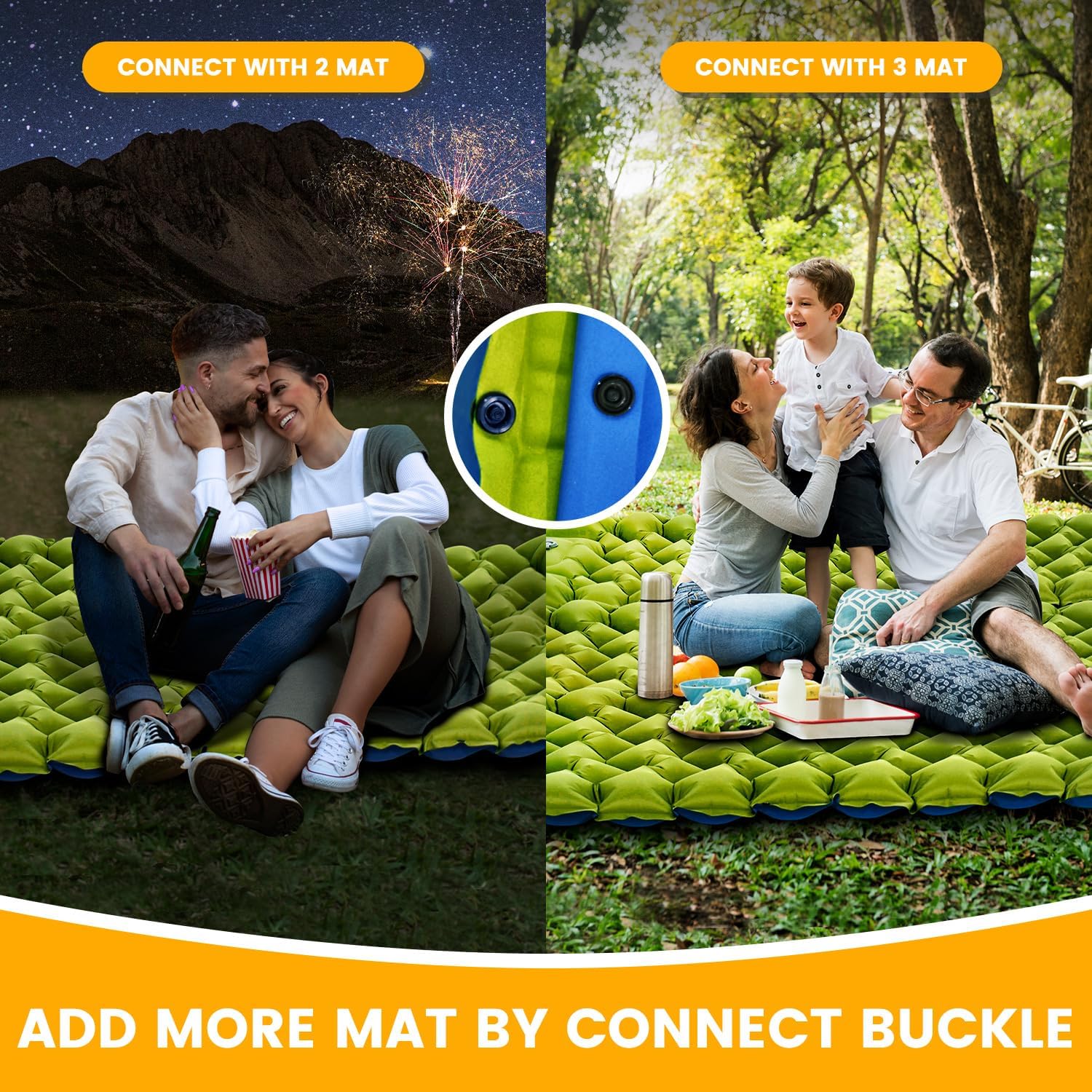 4in Ultralight Camping Sleeping Pad with Pillow and Foot Pump | Wide Compact Inflatable Camping Mat for Travel, Tent