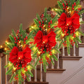 3 Pack Artificial Christmas Teardrop Swags 24" Xmas Cordless Prelit Stairway Swag Christmas Garland Stairs Rails
