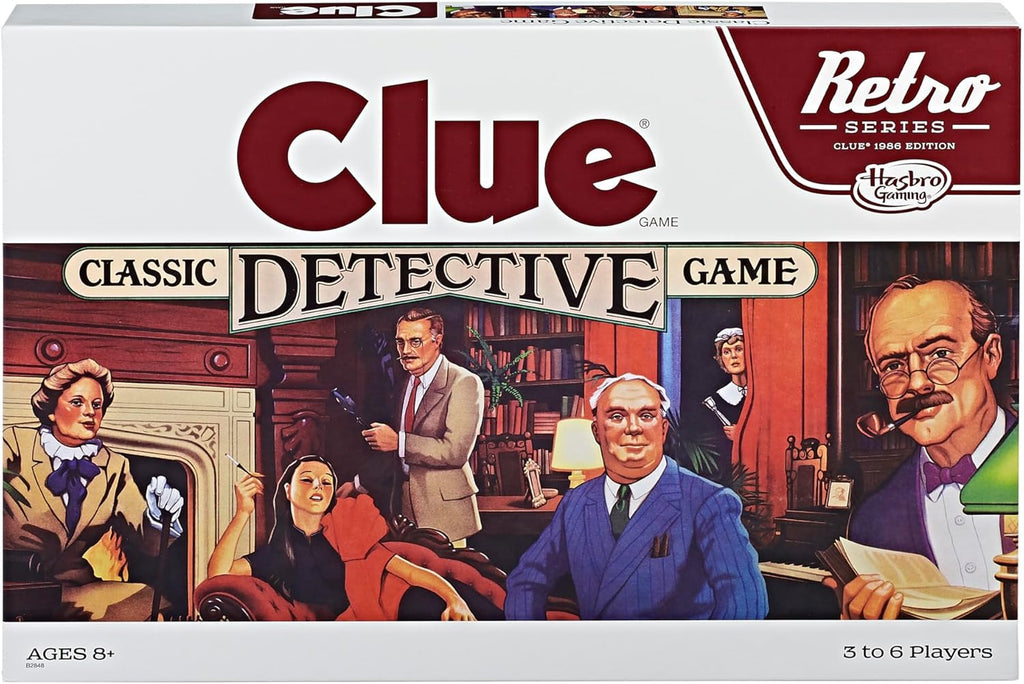 Hasbro Gaming Retro Series Clue 1986 Edition Board Game, Classic Mystery Game for Kids, Family Board Games for 3-6