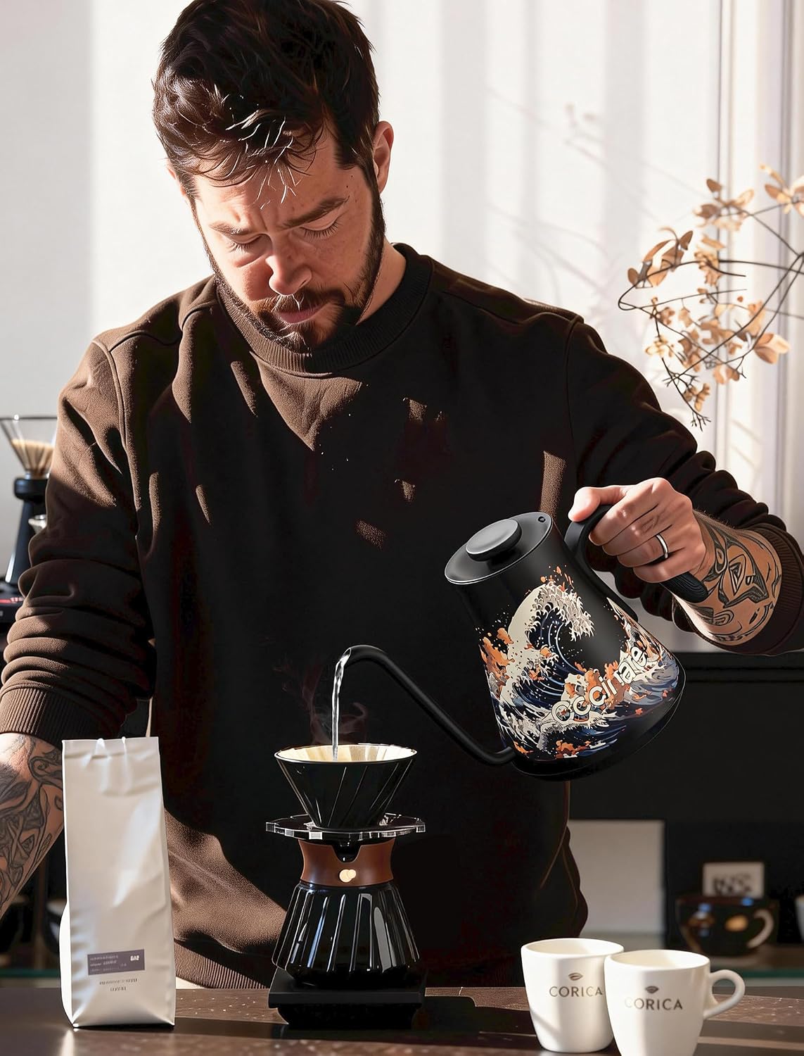 Artisan Collection Gooseneck Electric Kettle, ±0.5°F Temperature Control for Pour Over Coffee & Tea, 1500W Quick