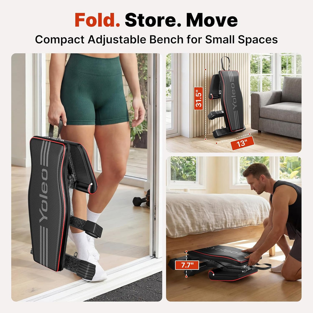 Adjustable Weight Bench for Home Gym, ASTM-Certified 827LBS, 98% Pre-Assembled, Foldable Gym Bench with 84 Positions