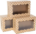 Polka Dot Cookie Boxes - 12 Pack - Brown Bakery Gift Box with Window