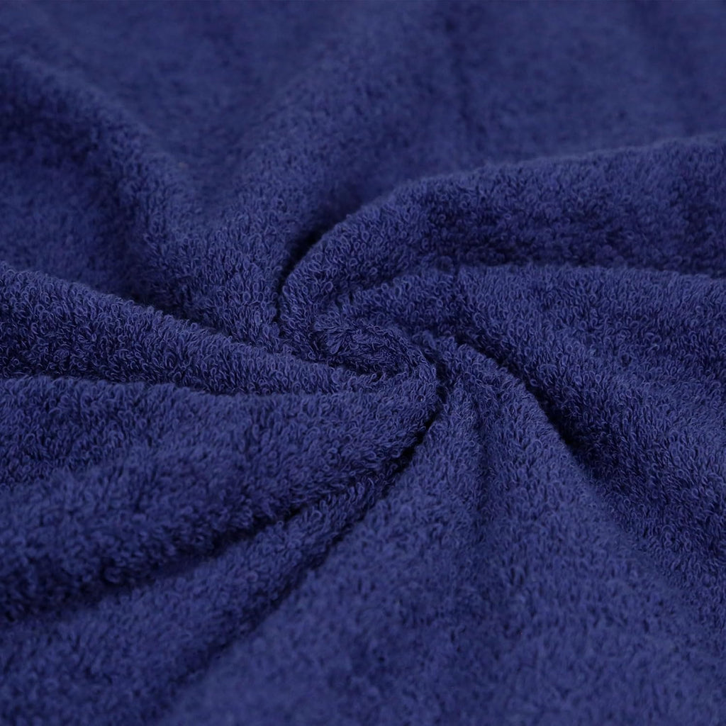 6-Piece Fade-Resistant 100% Cotton Towel Set, Soft and Absorbent, 2 Bath Towels, 2 Hand Towels, 2 Washcloths, Navy Blue