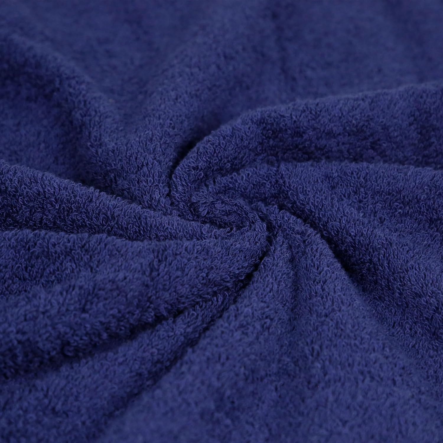 6-Piece Fade-Resistant 100% Cotton Towel Set, Soft and Absorbent, 2 Bath Towels, 2 Hand Towels, 2 Washcloths, Navy Blue