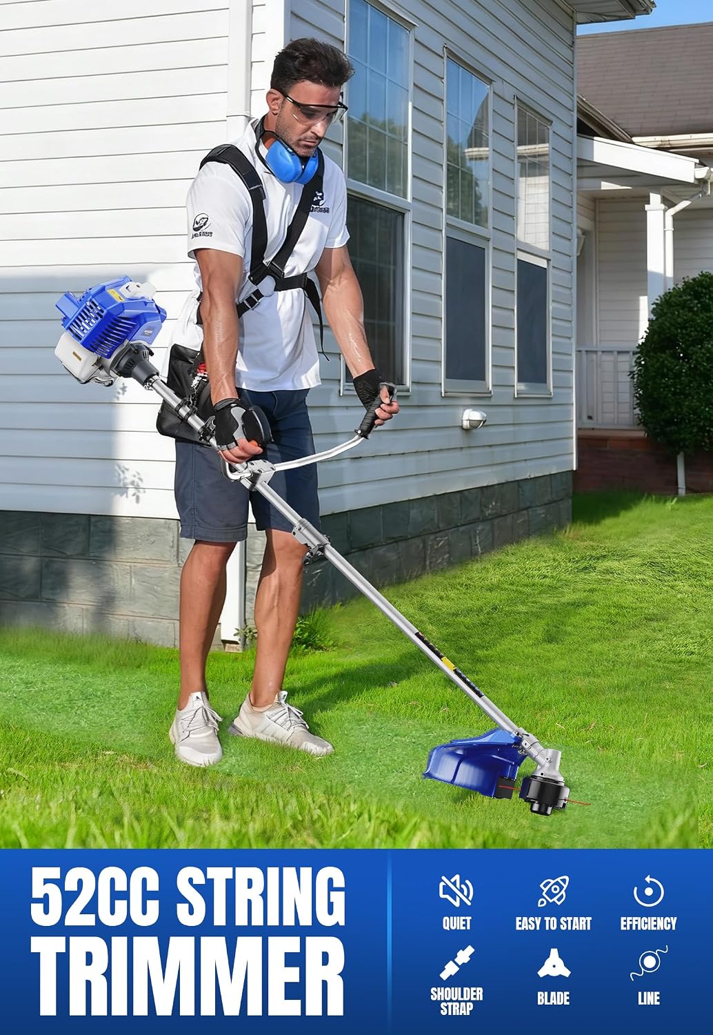 Gen2 52cc 18" Gas SWeed Wacker & Brush Cutter 3 in 1 | 18-inch string-trimmer swath and 10-inch brush-cutter blade