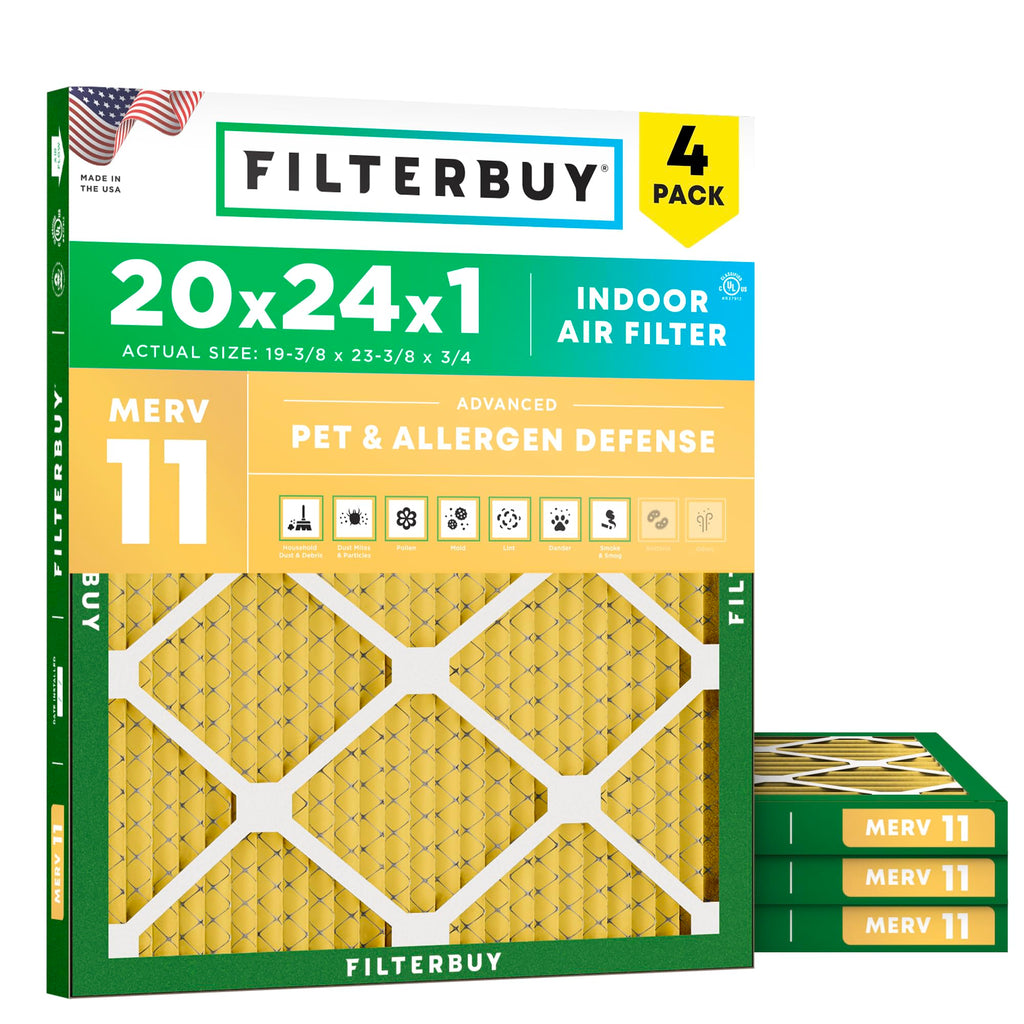 20x24x1 Air Filter MERV 11 Pet & Allergy Defense (4-Pack)