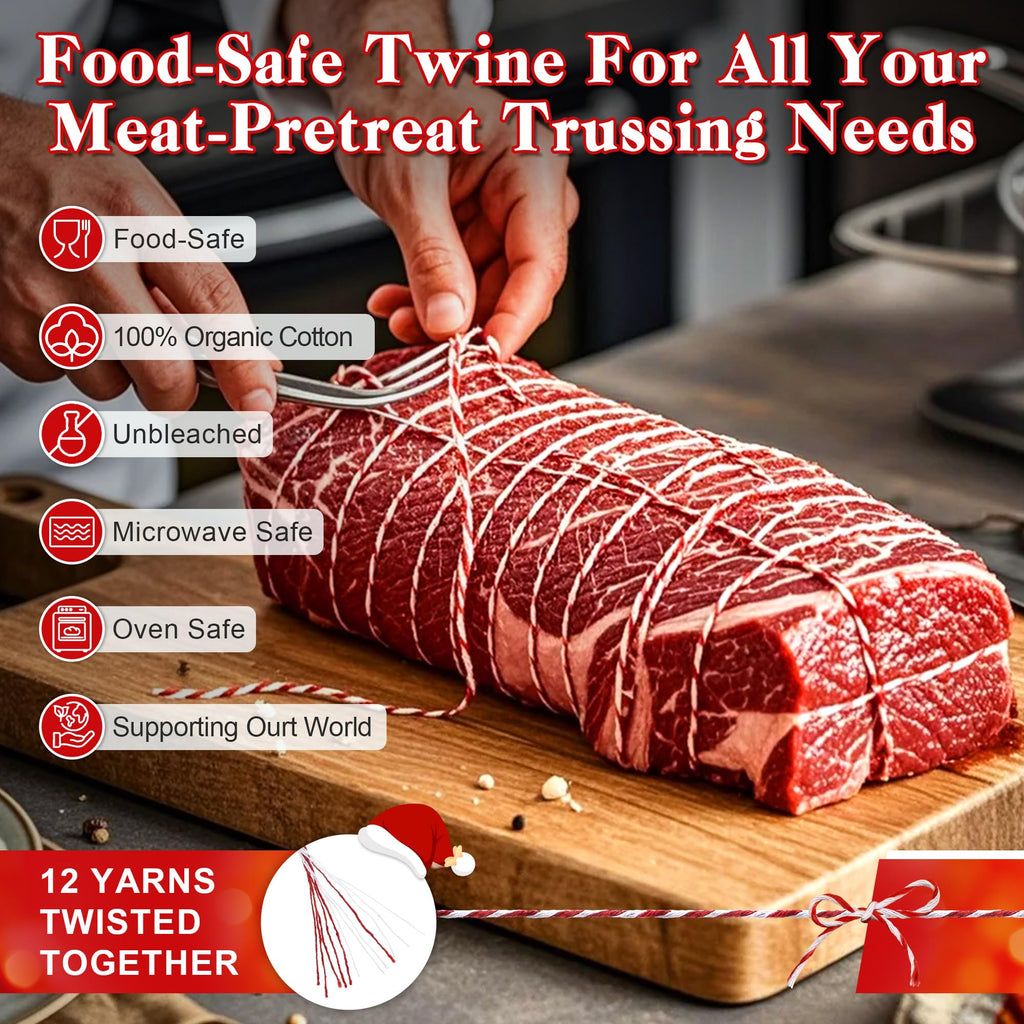 1 Set Kitchen Twine with Stainless Steel Dispenser Butcher Twine, Red
