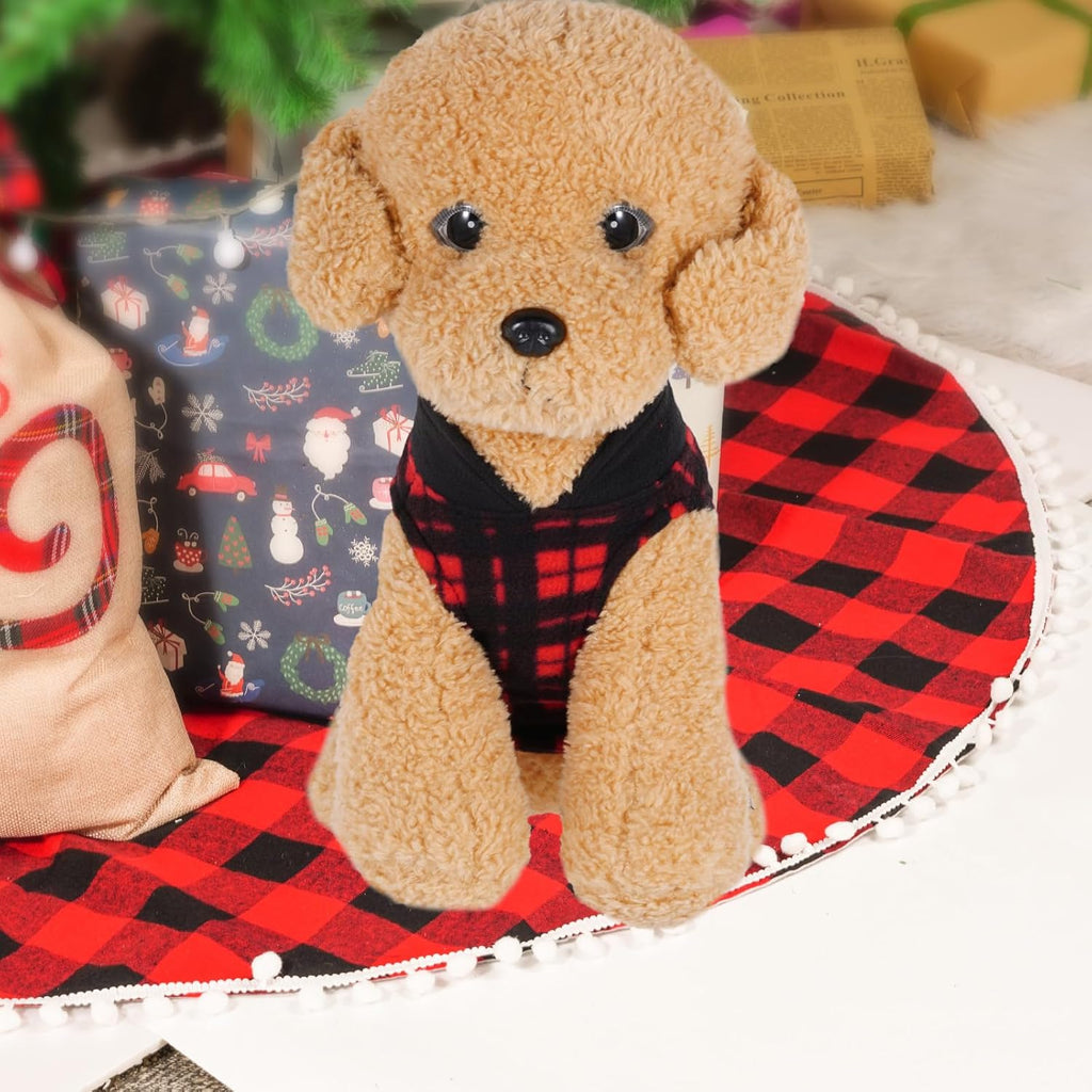 4 Pieces Buffalo Plaid Dog Sweaters with Leash Ring Soft Fleece Vest Dogs Pullover Warm Jacket Pet Dogs Clothes