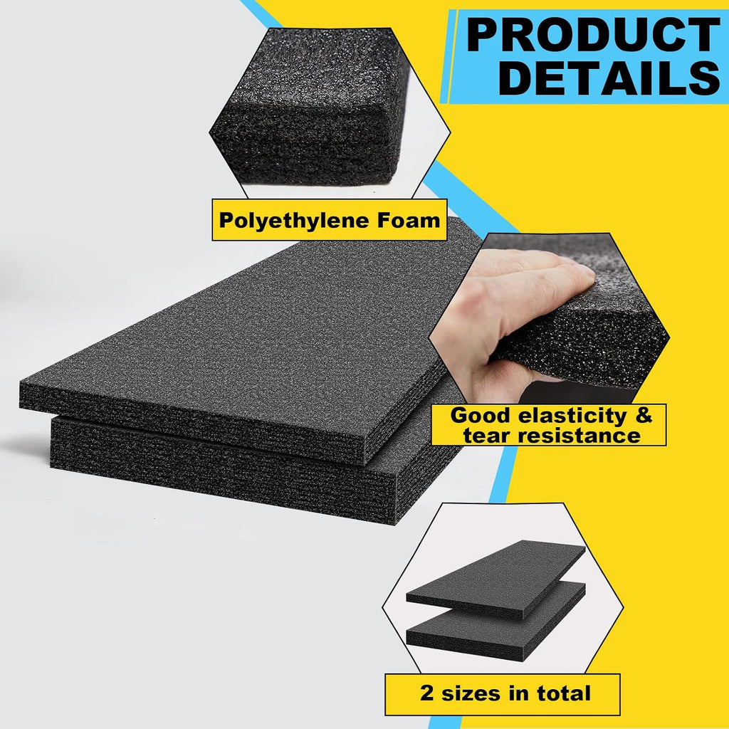 2 Sheets Customizable Polyethylene Foam 54 x 16 x 2, 54 x 16 x 1.5