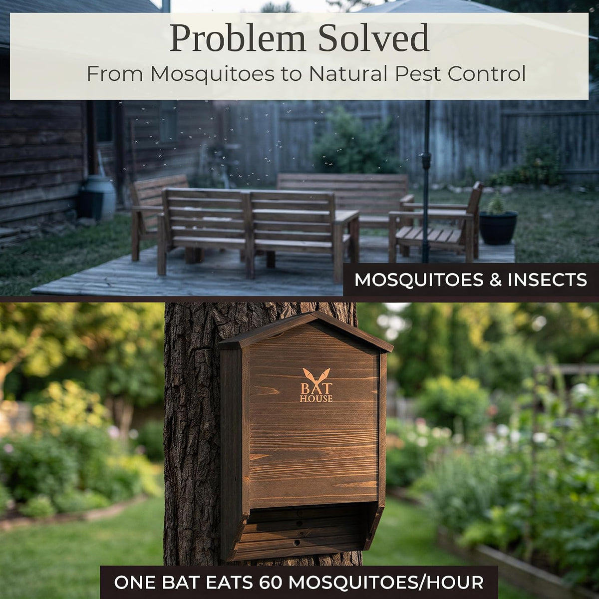The Ultimate Wooden Bat House for Outdoors - Large Double Chamber Box