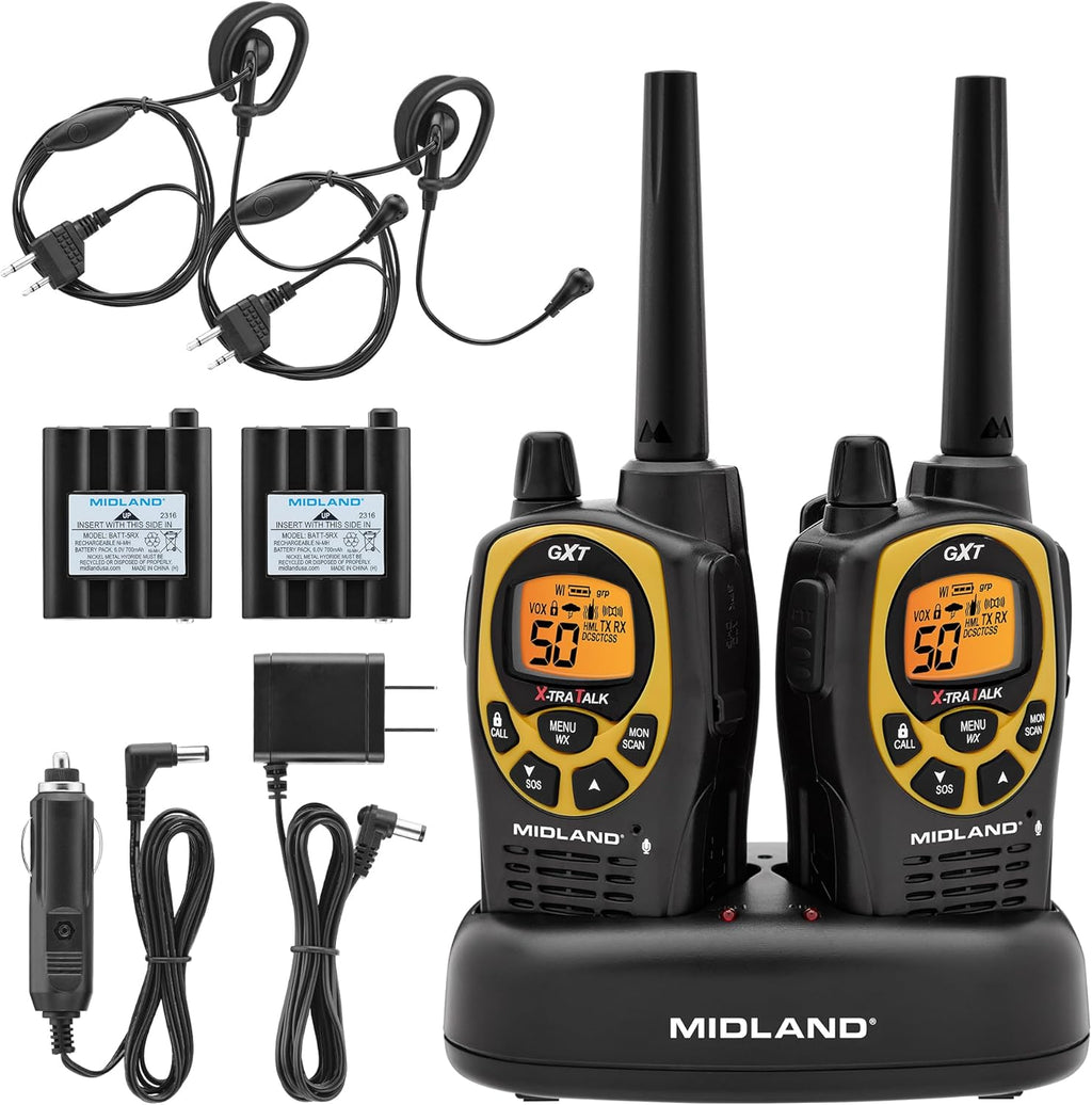GXT1030VP4 GMRS Two-Way Radio (50-Channel, Long Range, 142 Privacy Codes, SOS, NOAA, Rechargeable Nickel Battery