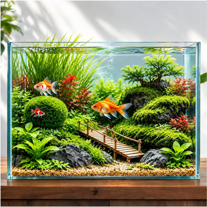 2.7 Gallon Glass Fish Tank, Small Betta Fish Aquarium, Ultra Clear Rectangular Glass Bowl for Shrimp, Mini Desktop