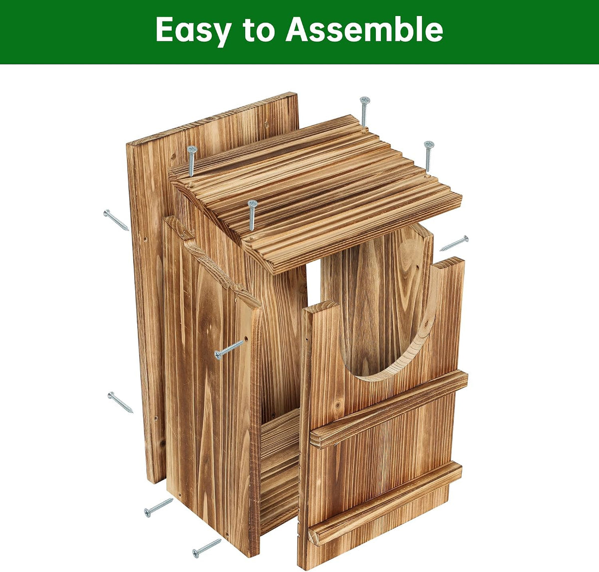 Durable Carbonized Cedar Owl House,Bird Box for Wildlife Lovers