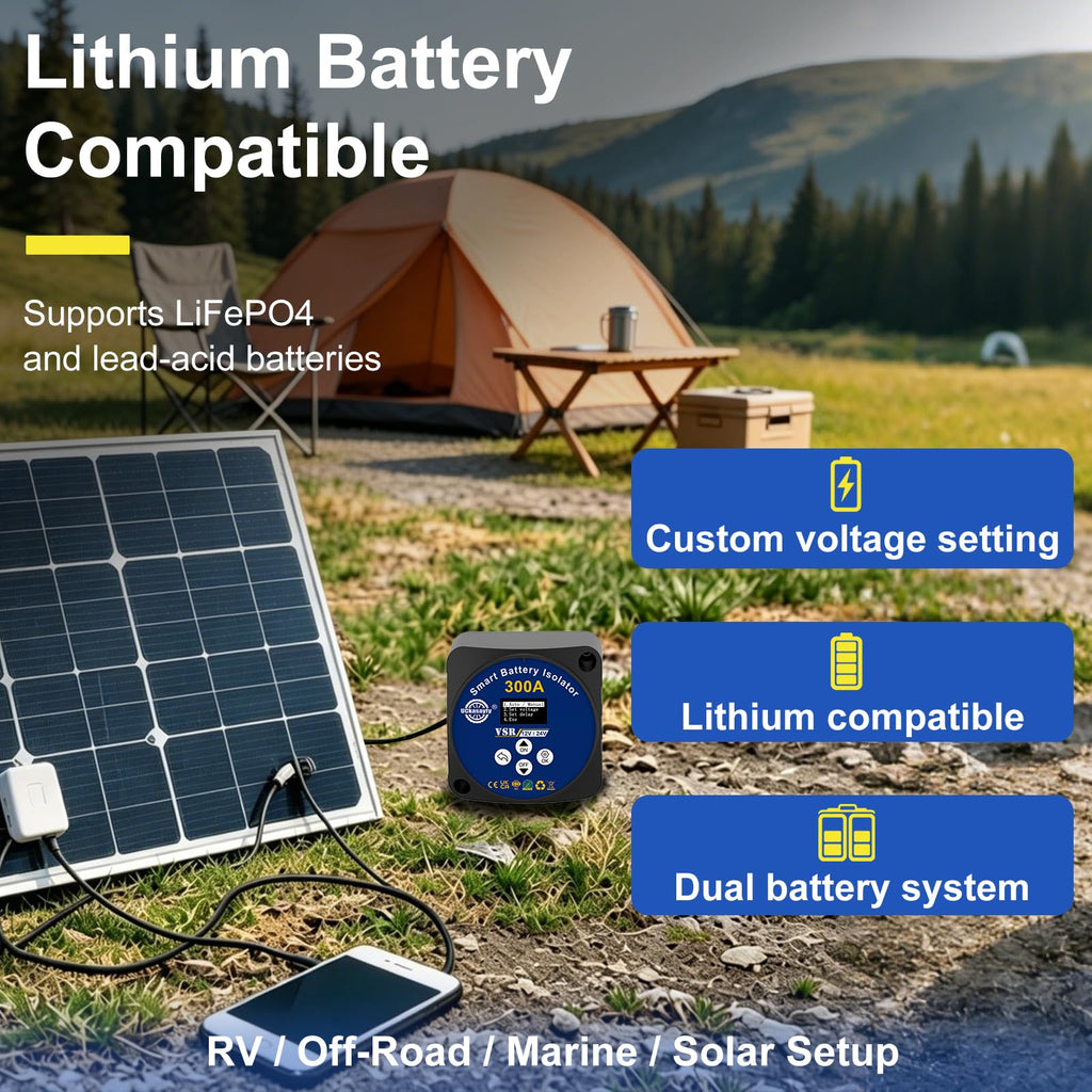 UCkasayfy Adjustable Dual Smart Battery Isolator 12V/24V 300Amp