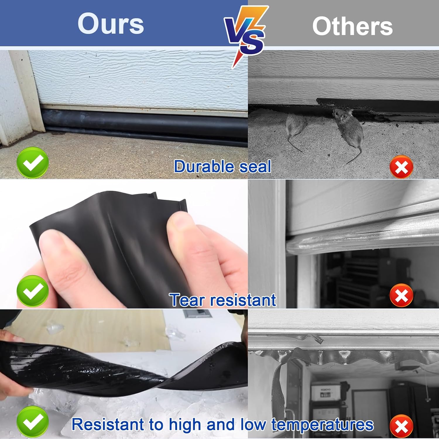 Garage Door Seals Bottom Rubber - 16.5 Feet Weatherproof EPDM Rubber, Easy DIY Trim-to-Fit Installation Kit