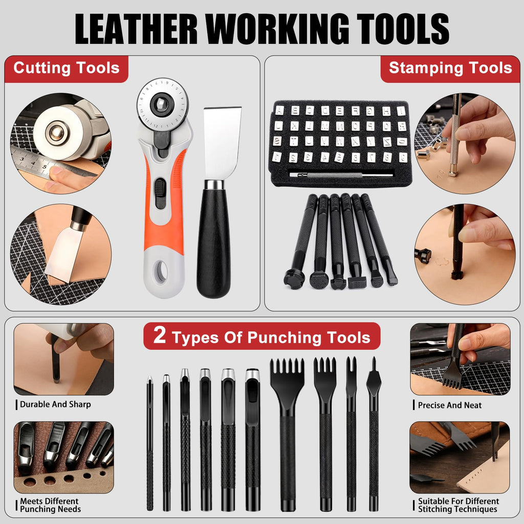 415 PCS Leather Working Kit, Leather Tool Kit, LeatherCrafting Set