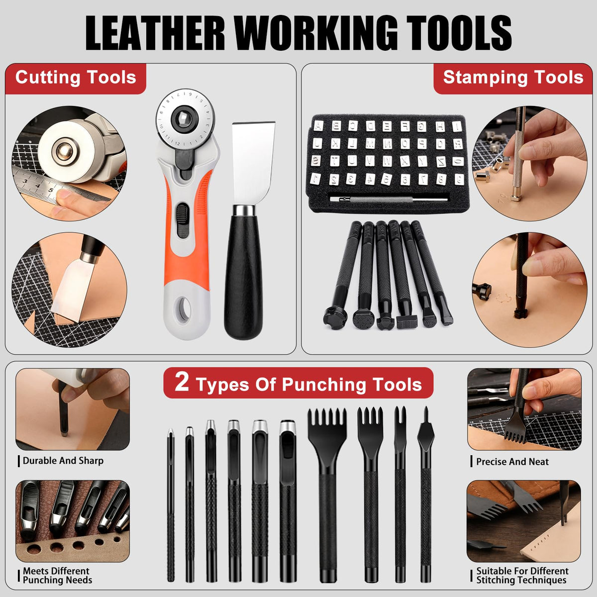 415 PCS Leather Working Kit, Leather Tool Kit, LeatherCrafting Set