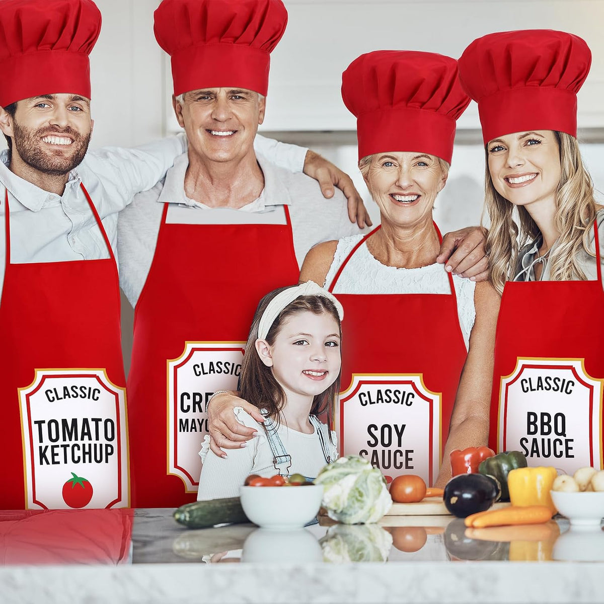 9 Set Funny Group Costume Apron with Hats