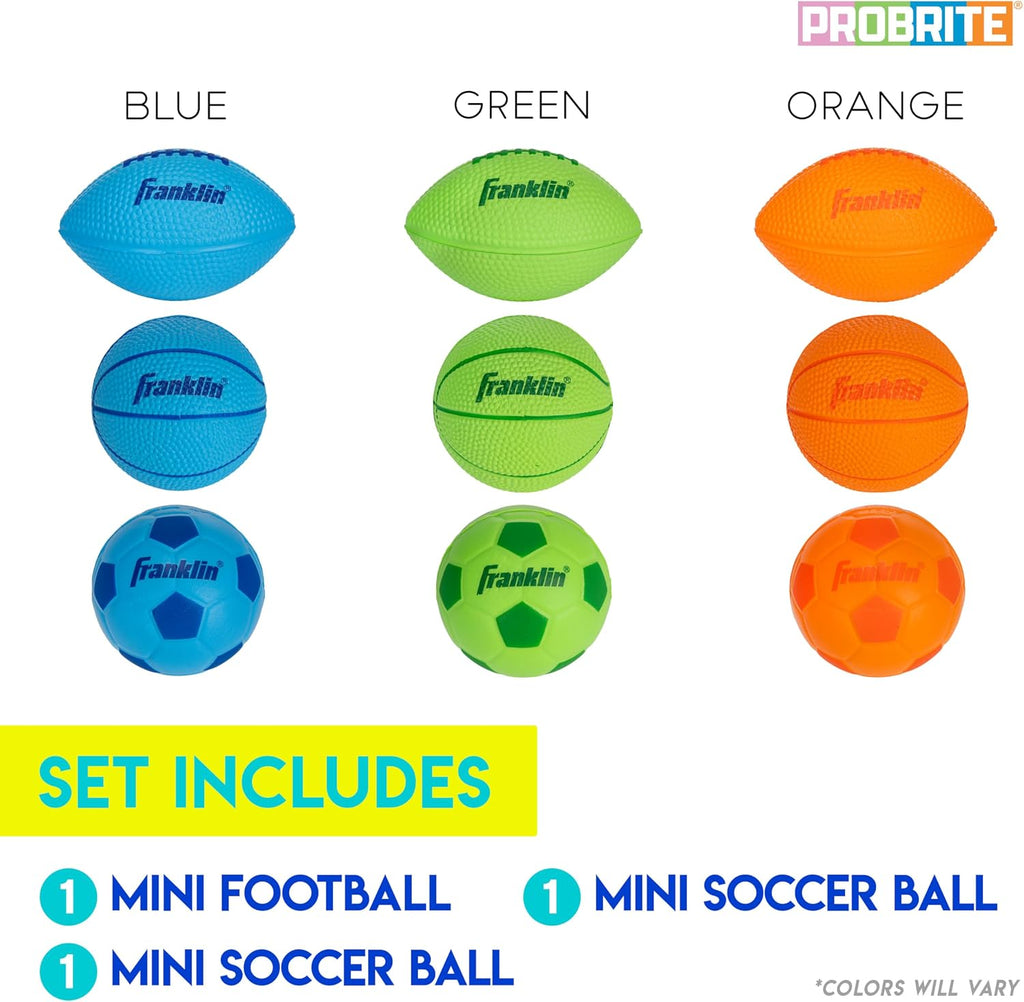 Kids Mini Foam Sports Balls - Indoor + Outdoor Soft Foam Toy Balls for Kids - Perfect Backyard + Practice - Mini