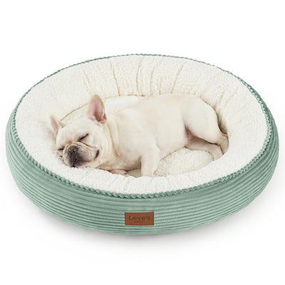 Round Donut Cat and Dog Cushion Bed, 30in Pet Bed for Medium or Large Dogs, Anti-Slip & Water-Resistant Bottom, Soft