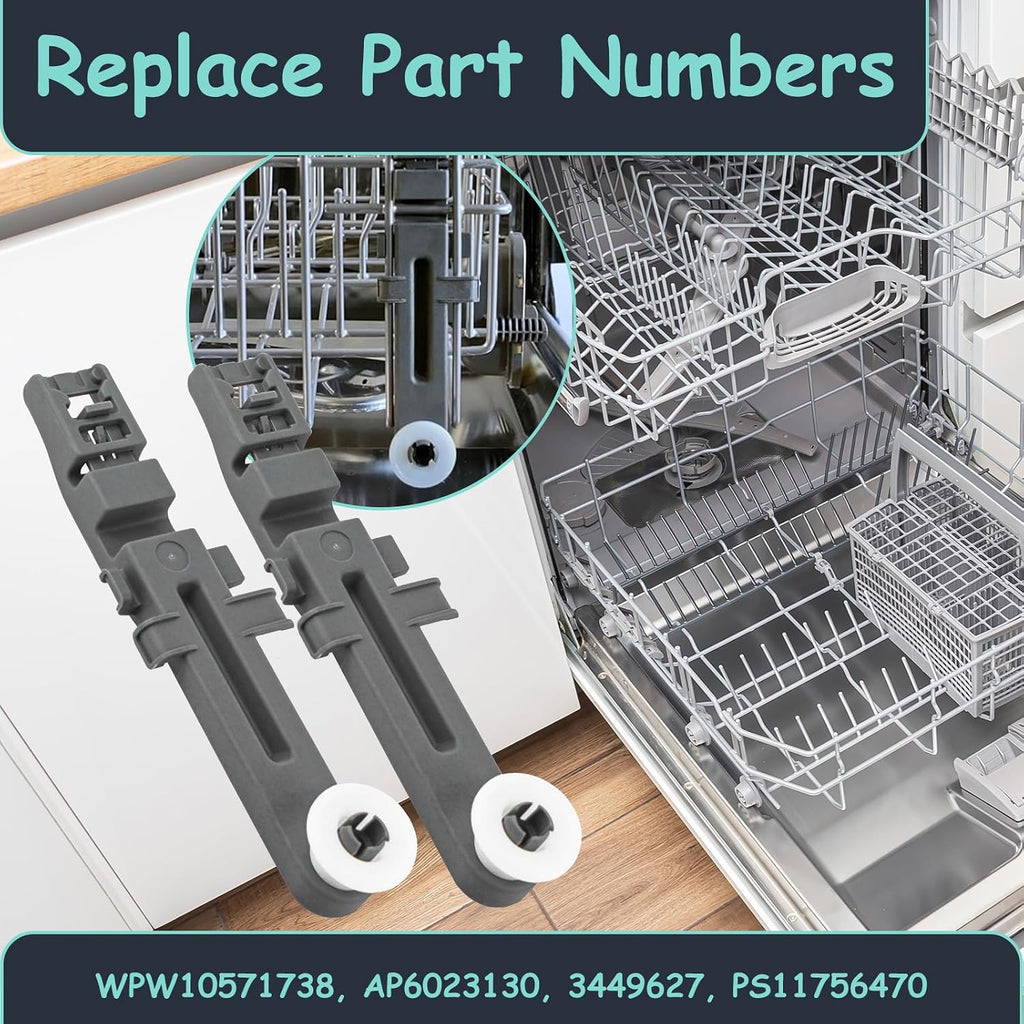 2Pack W10571738 Dishwasher Dishrack Adjuster and Wheel Assembly Replacement For Whirlpool, Maytag, KitchenAid WPW10571738, AP6023130, 3449627