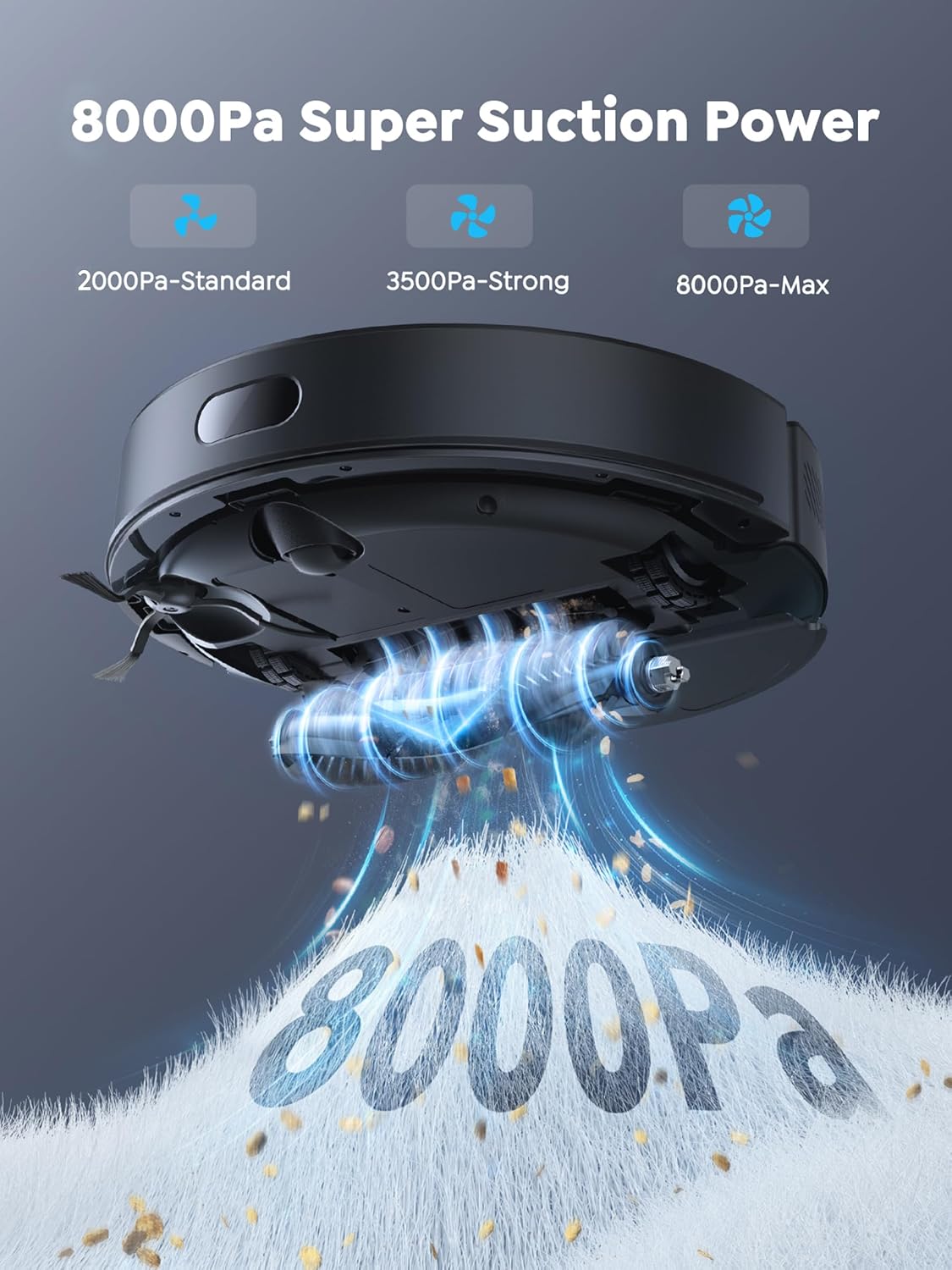 Robot Vacuum and Mop, 8000Pa for Pet Hair, Carpet, Hard Floors, E20 | 60 Days Self-Emptying, Lidar Navigation, Smart