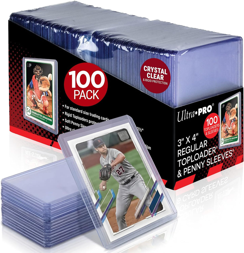 3" x 4" Clear Regular Toploaders & Card Sleeves Bundle, 100 Pack | Soft Protective Sleeves, Rigid Plastic Holders
