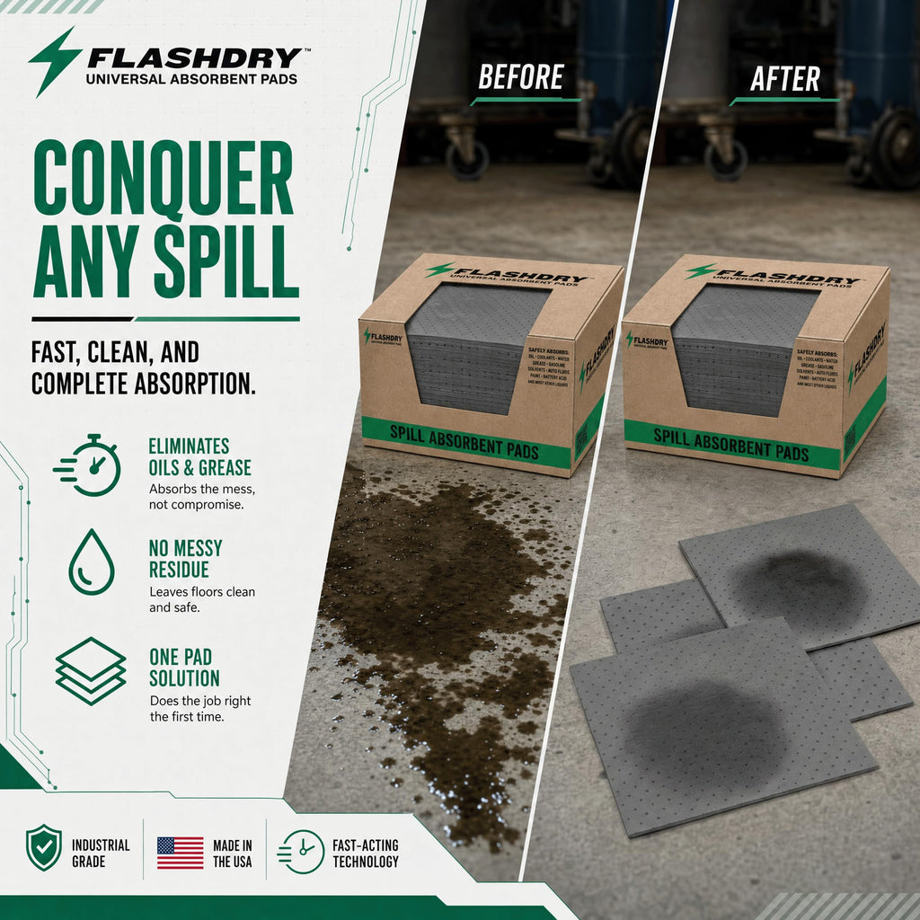 FLASHDRY Universal Spill Absorbent Pads, 17.5" x 13.5", 300-Count