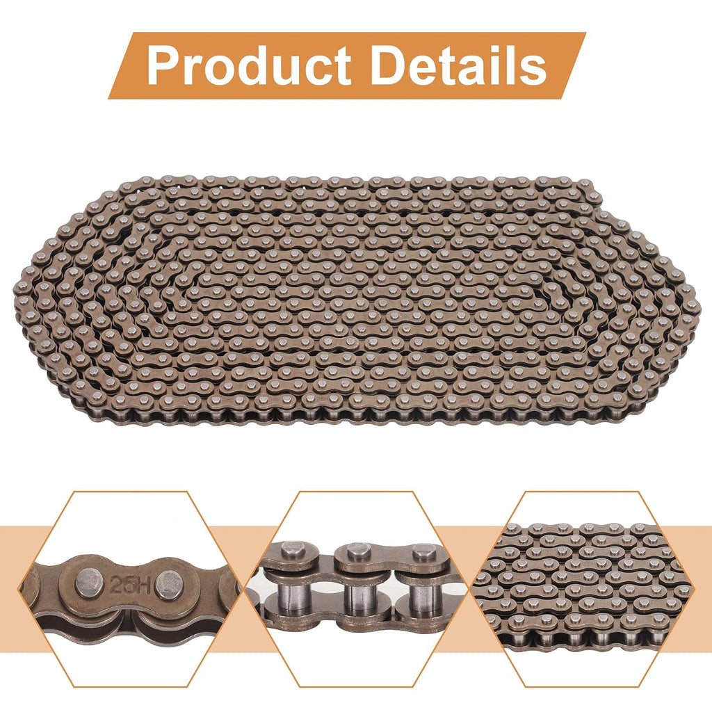 25H Roller Chain 10 Feet 480 Links Heavy Duty Replacement Chain