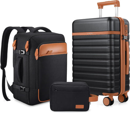 Luggage Sets 3 Piece, Carry On Luggage 20In With Spinner Wheels,PC Hardside Suitcase Set with TSA Lock,Durable Carry