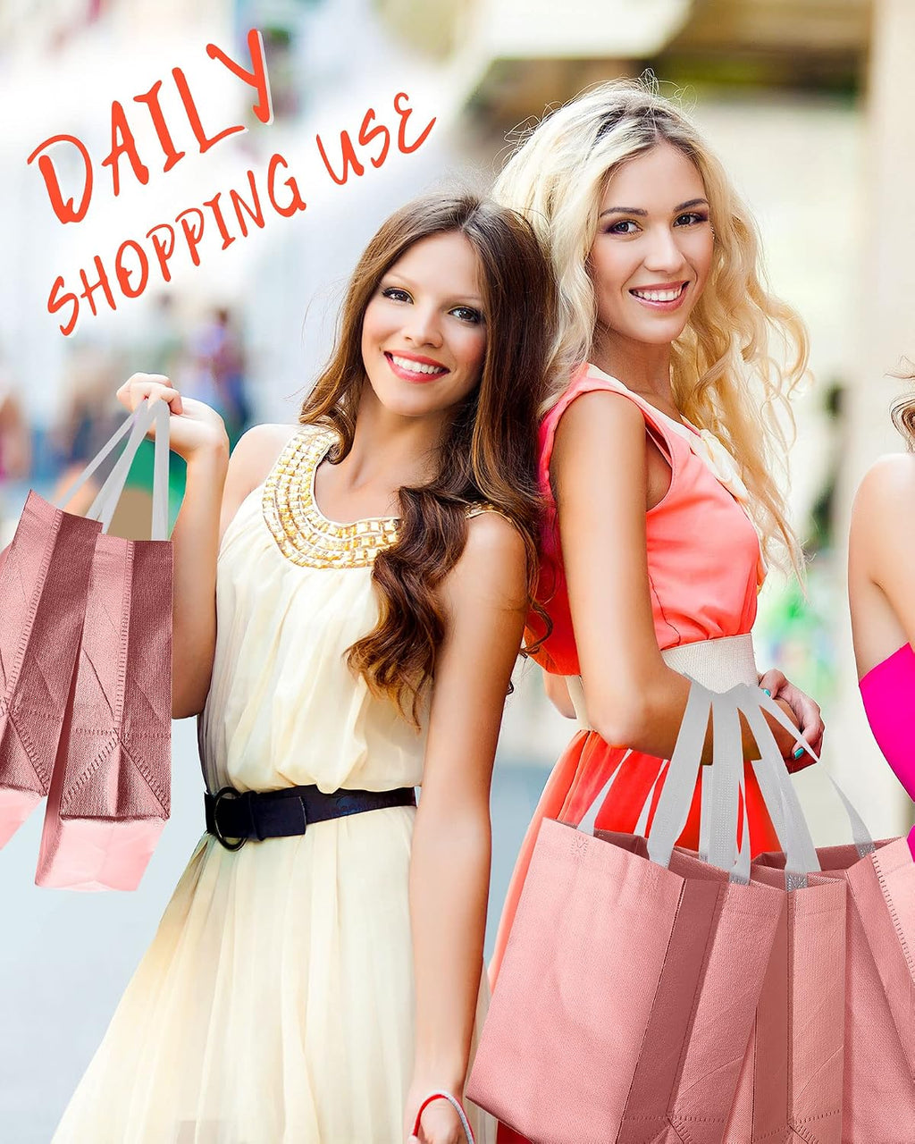 80 Pcs Reusable Gift Bags, Medium, Rose Gold