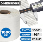 Heavy Duty Woven Cord Flat Rope - 1000ft x ½” Roll - Banding & Pallet Strapping Kit - Includes Virgin Polyester
