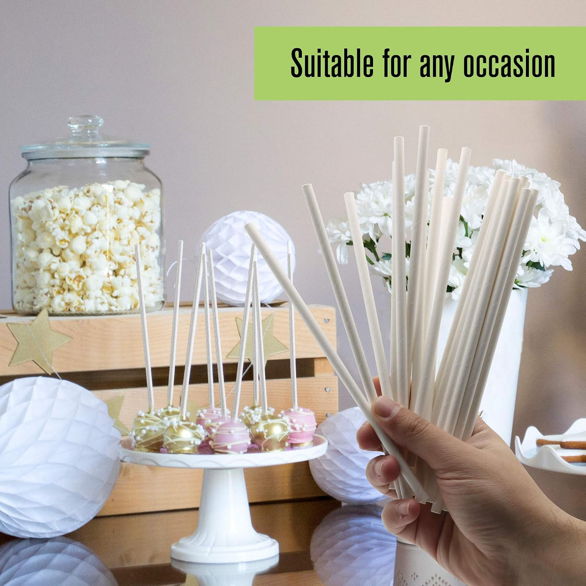 1000-Pack White Biodegradable Paper Straws Extra Durable Dye-Free- Premium Eco-Friendly Paper Straws Bulk - Drinking