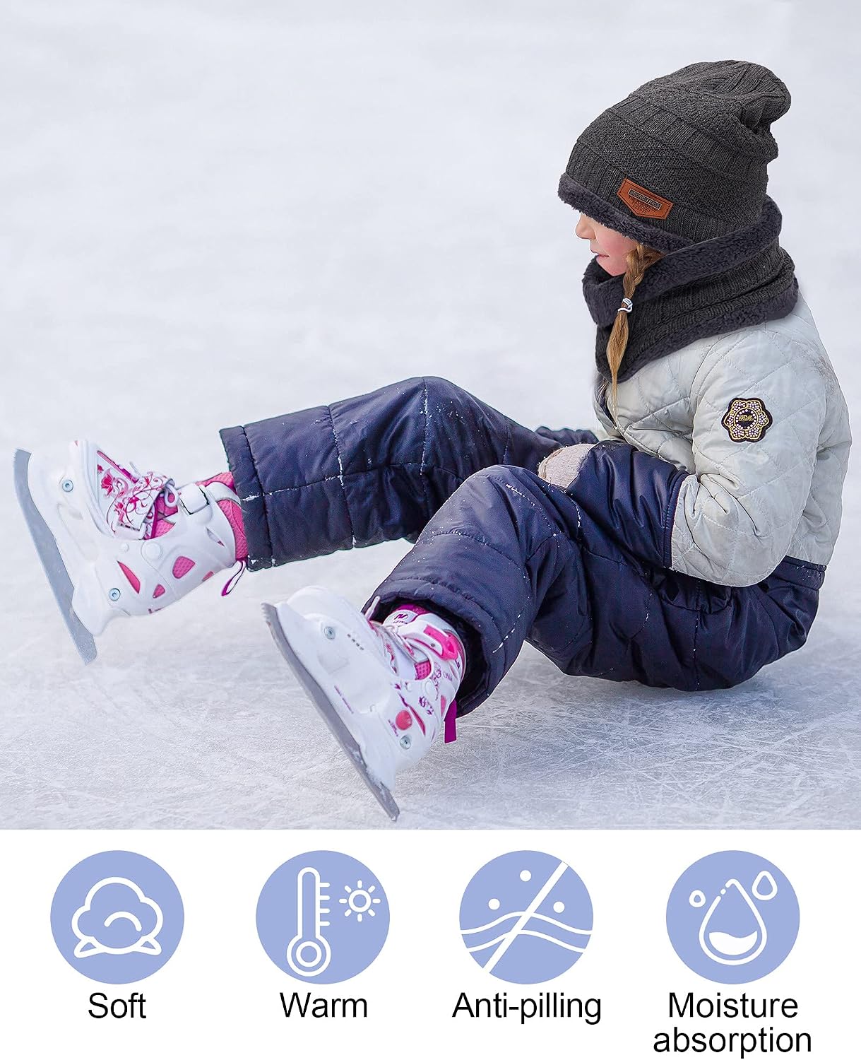 6 Pcs Kids Winter Hat Scarf Touchscreen Gloves | Toddler Knitted Cap Beanie, Neck Warmer, Mitten, for 5-14 Years Boys