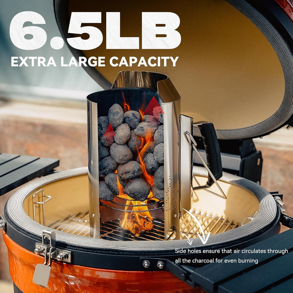 Heavy Duty Deluxe Stainless Steel Charcoal Chimney Starter
