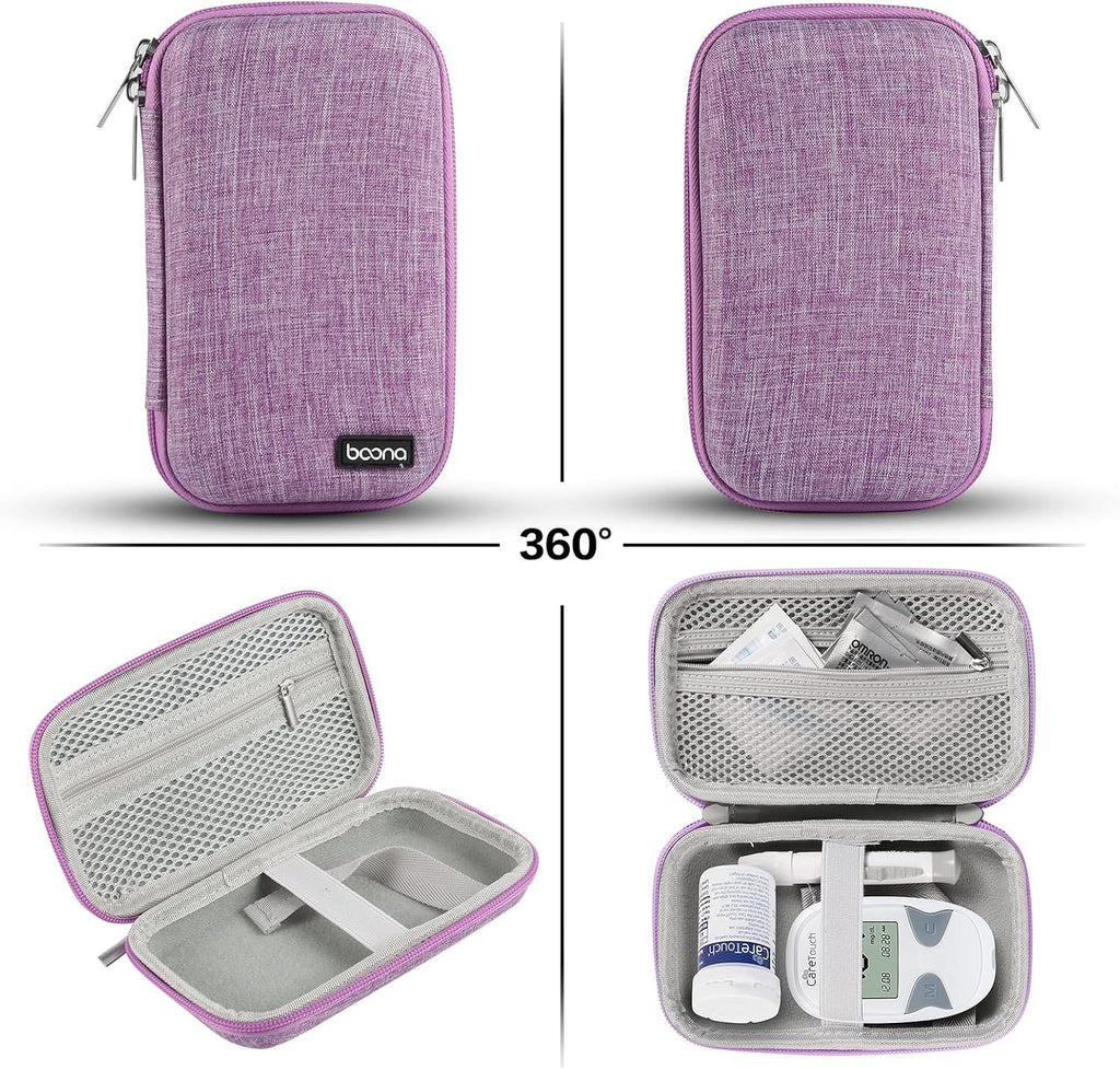 Diabetes Travel Case EVA Hard Shell Diabetic Supplies Bag Organizer for Blood Sugar Testing Kit, Glucose Monitor Kit