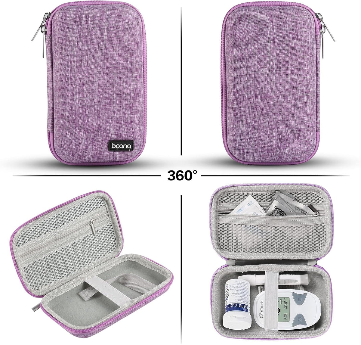 Diabetes Travel Case EVA Hard Shell Diabetic Supplies Bag Organizer for Blood Sugar Testing Kit, Glucose Monitor Kit