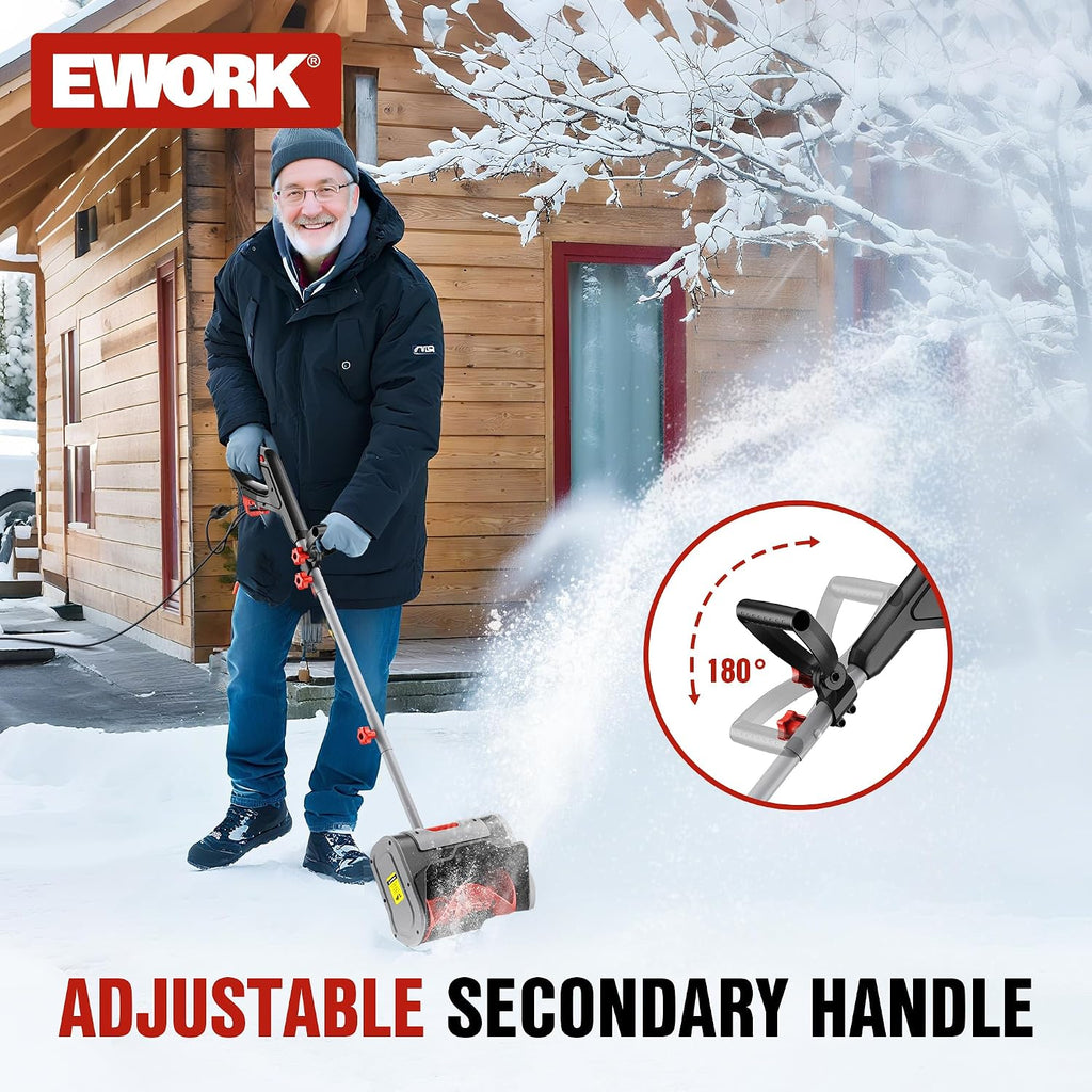 Corded Snow Shovel 11-Inch 1200W 10A Powerful Electric Snow Shovels, 6-Inch Clearing Depth, 23-Foot Max Throw