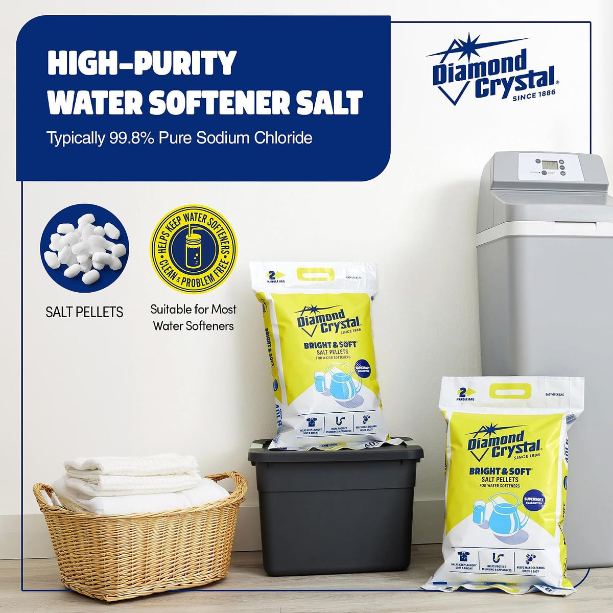 Bright & Soft Water Softener Salt Pellets, 50 Pounds