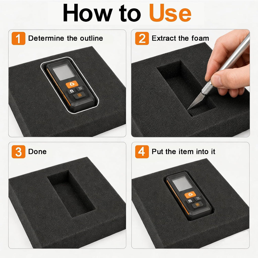 Foam Insert 16x12 Inch, 4PCS Tool Box Foam Organizer, Assorted Cuttable Foam for Case Drawer Storage