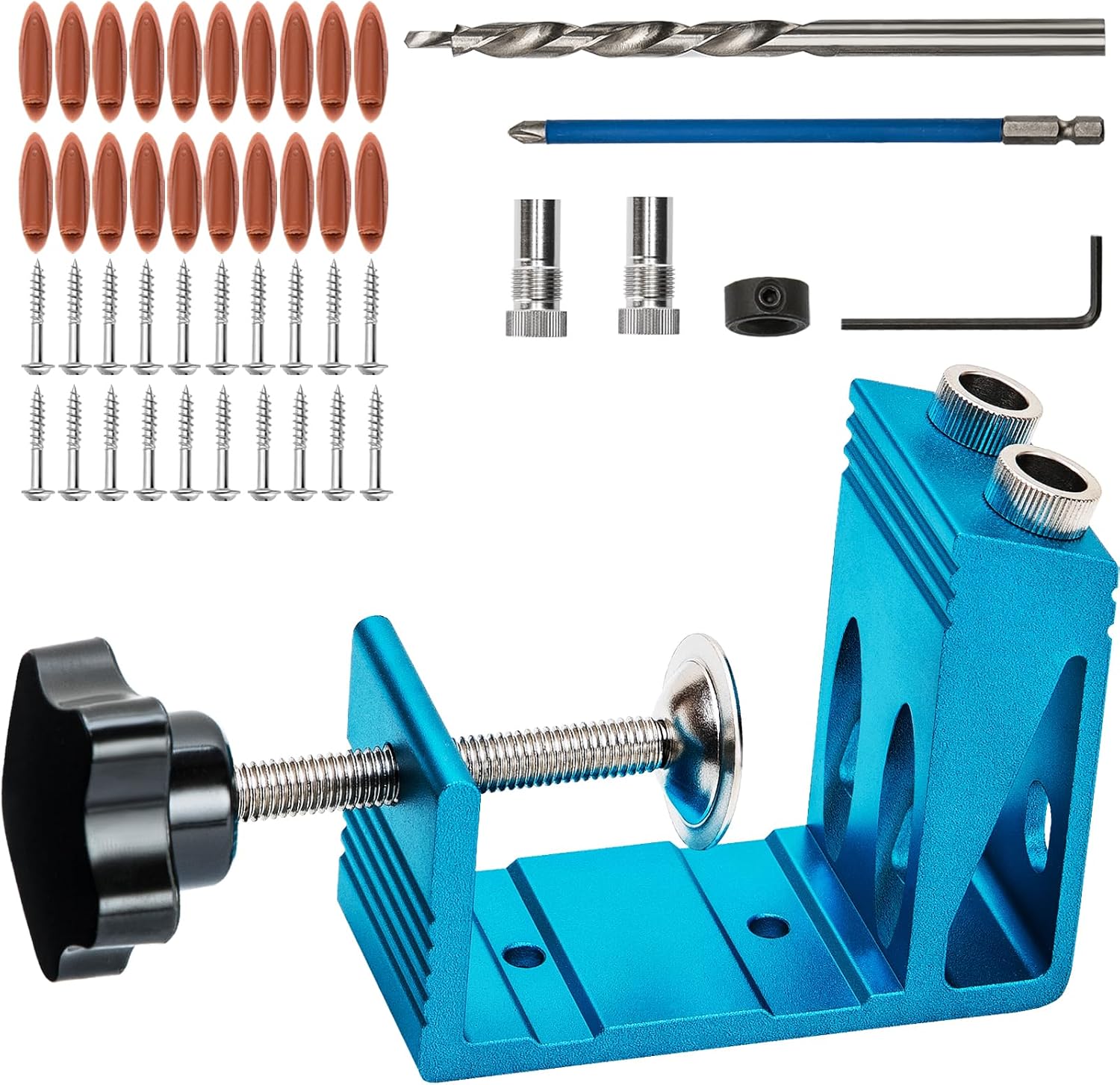 Pocket Hole Jig Kit Dowel Drill Joinery Screw Kit Carpenters Wood Woodwork Guides Joint Angle Tool All-In-One Drill