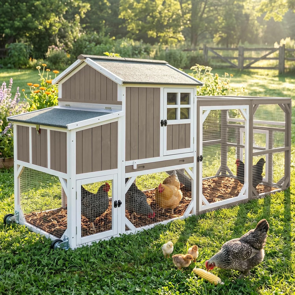 Large 95.3" Outdoor Chicken Coop with Run and Wheels for 3-6 Chickens