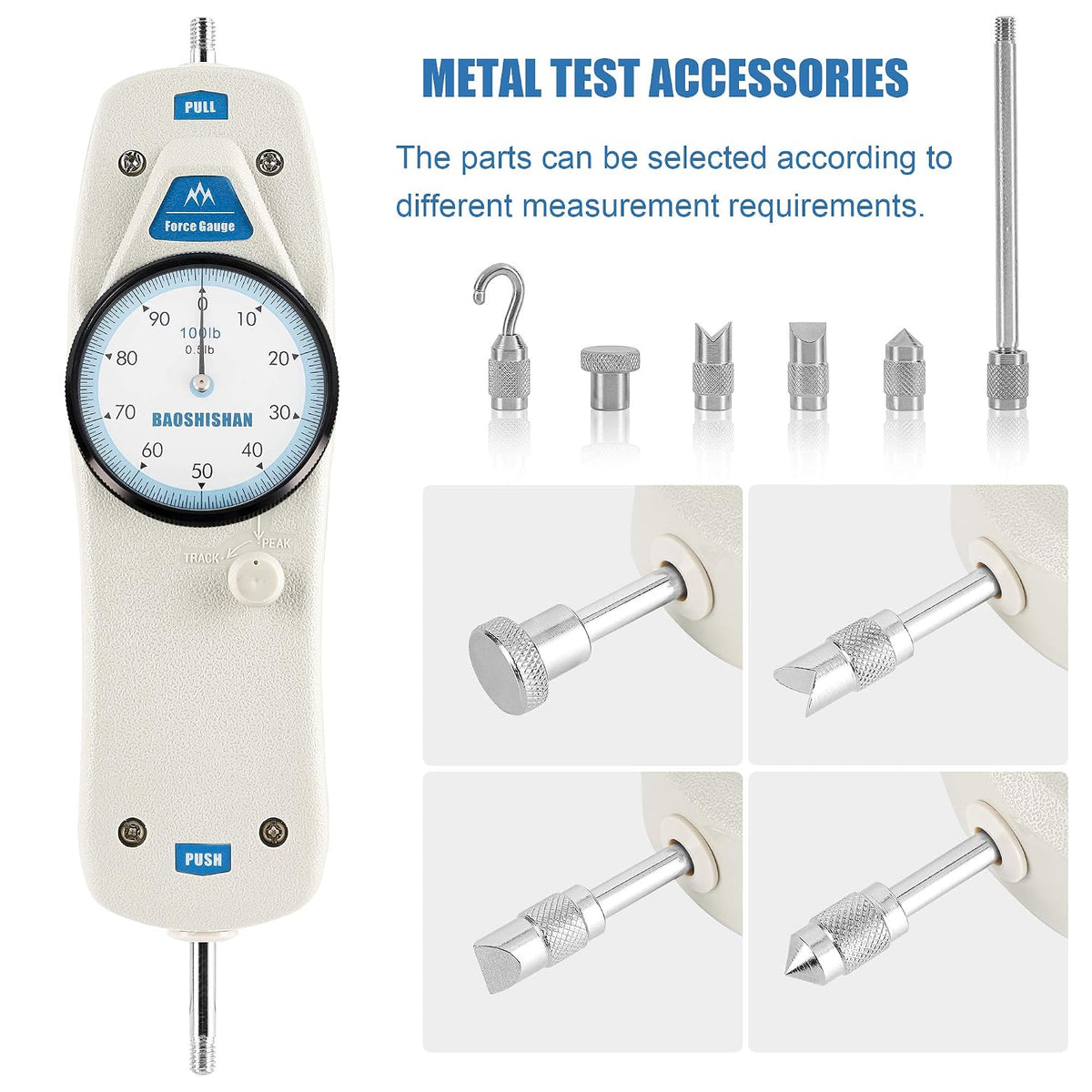 BAOSHISHAN 100lb Push Pull Force Gauge with Calibration Certificate