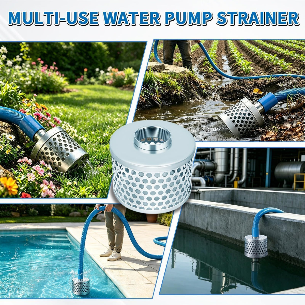 2 Inch Water Pump Suction Strainer, Round Hole Inlet Filter