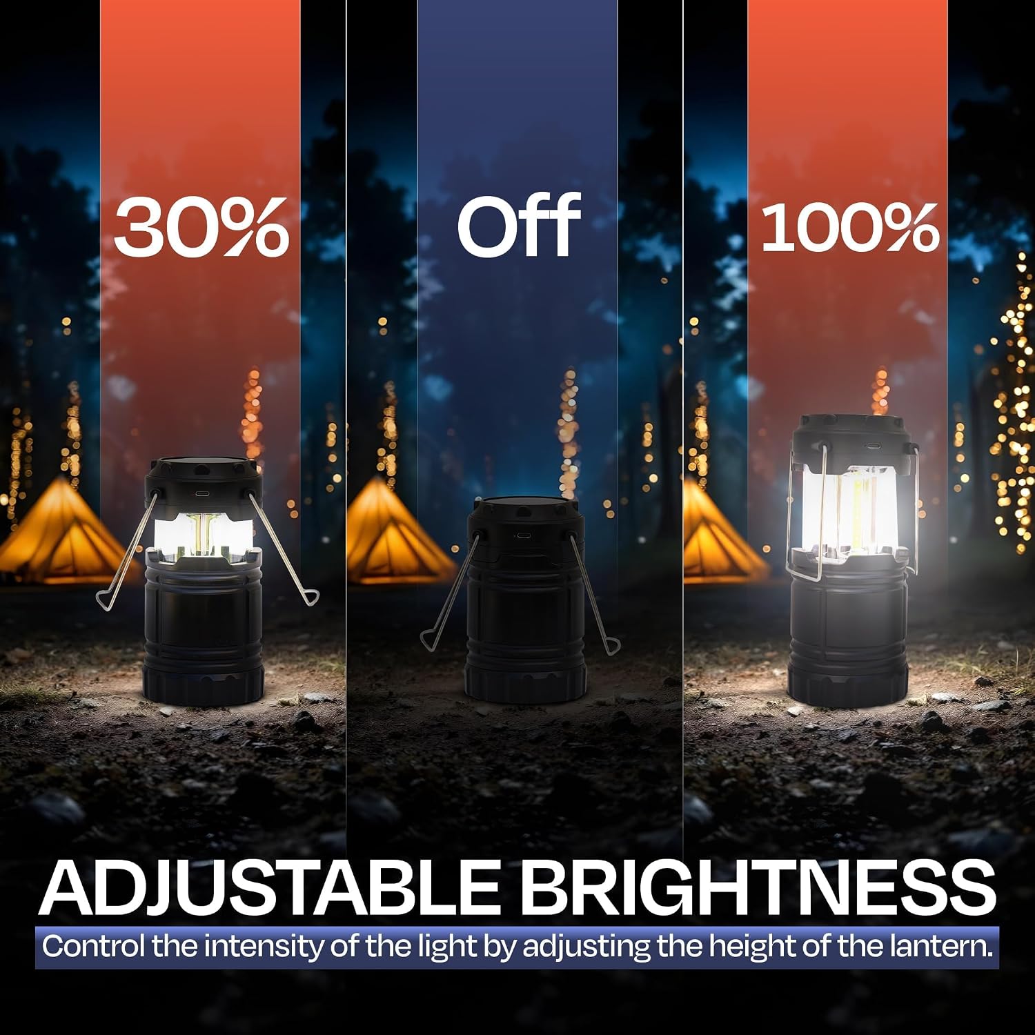 Rechargeable Camping Lantern, Pack of 2 - LED Camping Lantern Battery Powered, Waterproof Solar Lantern for