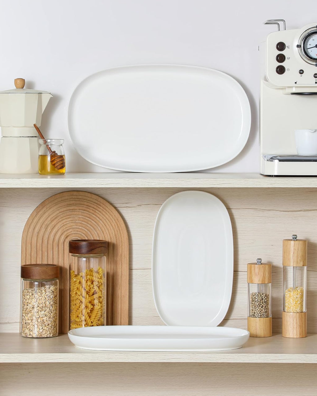Porcelain Serving Platters Set of 3, 15.5"/14"/12" Serving Trays