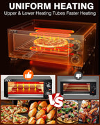 Electric Pizza Oven Indoor Countertop Pizza Oven Commercial Pizza Maker Machine for Home with Timer Stainless Steel